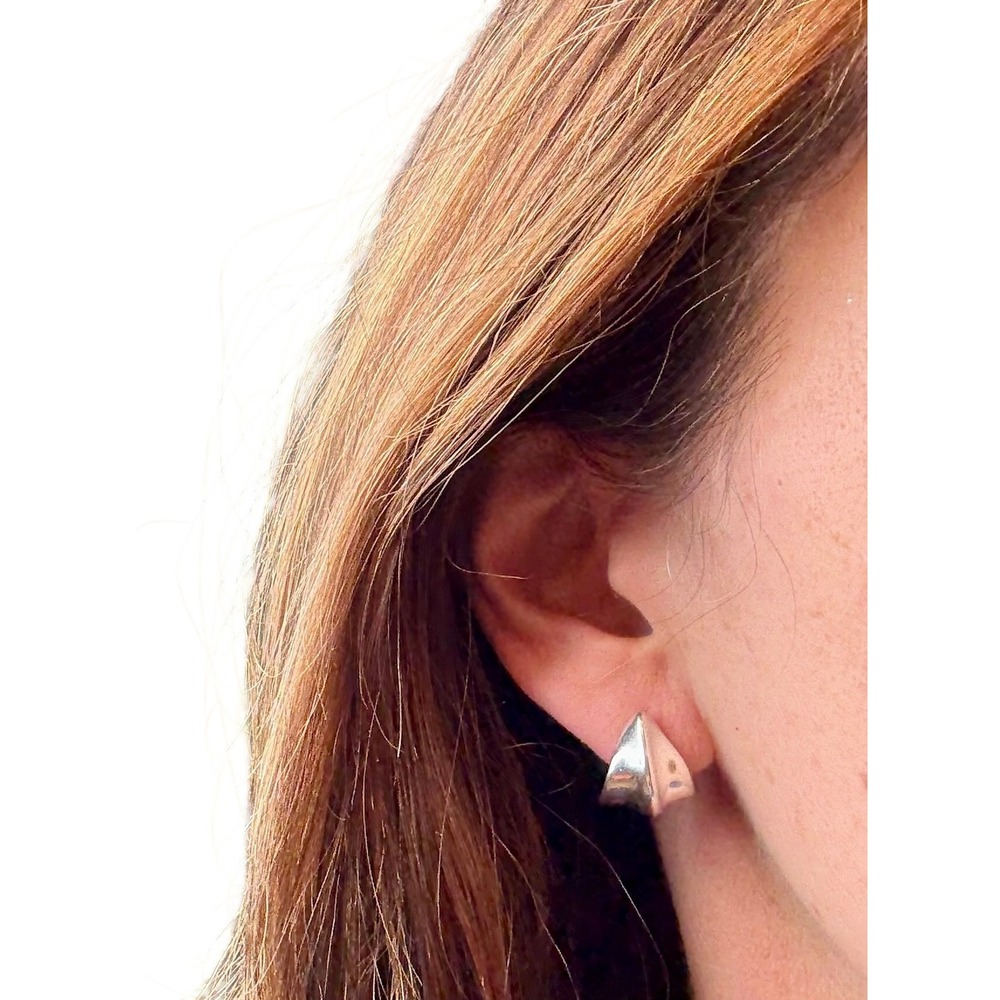 Vintage Tiffany & Co. Abstract Leaf Drop Sterling Silver‎ Earrings w/ Pouch - Picture 6 of 6